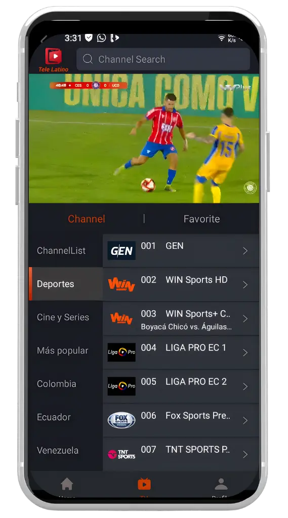 Transmisión de TV en vivo